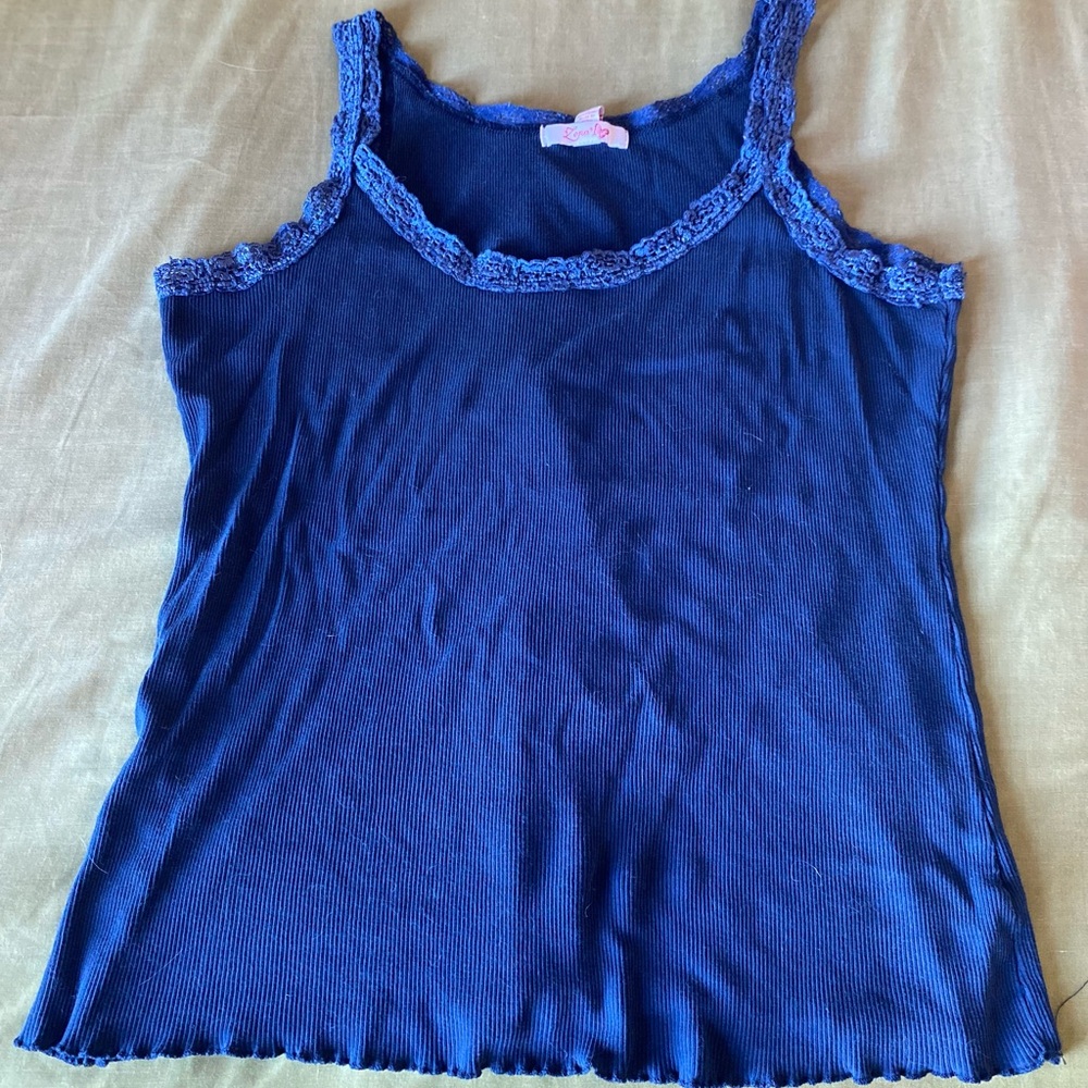Y2K Zena Navy Camisole with Lace trim